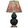 Double Gourd 23"H Matte Obsidian And Silver Lamp w/ Fall Floral Shade