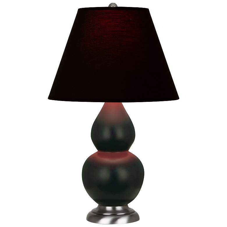 Image 1 Double Gourd 23"H Matte Obsidian And Silver Lamp w/ Ink And Rose Shade