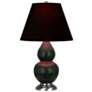 Double Gourd 23"H Matte Obsidian And Silver Lamp w/ Ink And Rose Shade