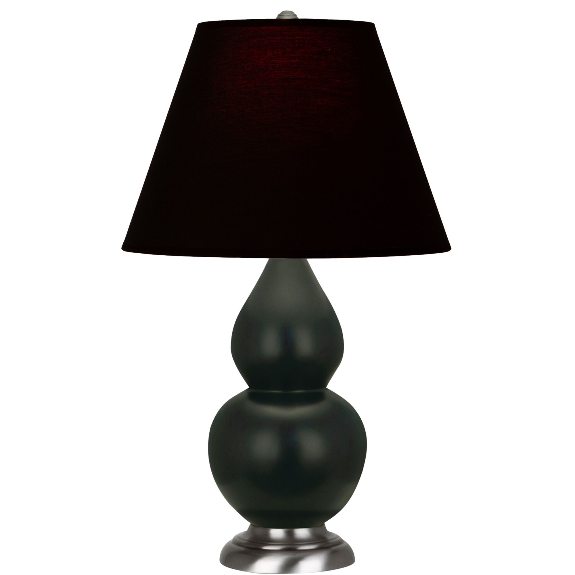 Image 2 Double Gourd 23"H Matte Obsidian And Silver Lamp w/ Ink And Rose Shade more views