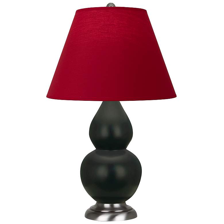 Image 1 Double Gourd 23"H Matte Obsidian And Silver Lamp w/ Rose And Ink Shade