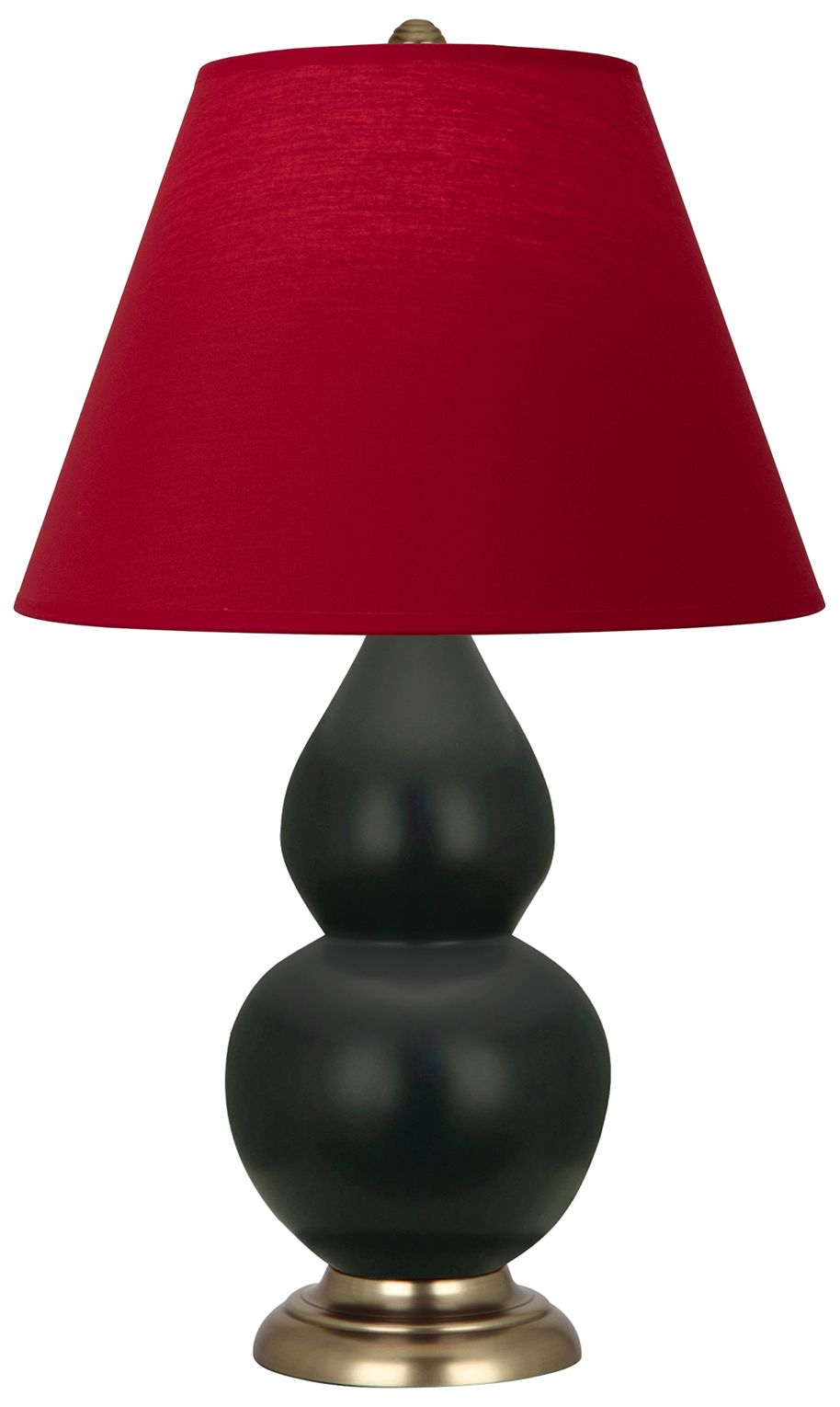 Double Gourd 23"H Matte Obsidian & Brass Lamp w/ Rose & Ink Made to Order