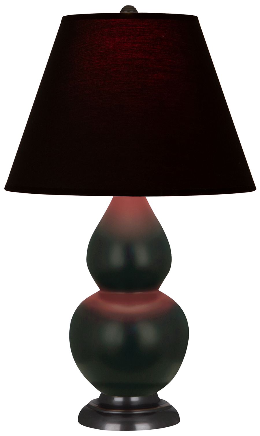 Double Gourd 23"H Matte Obsidian & Bronze Lamp w/ Ink & Rose Made to Order