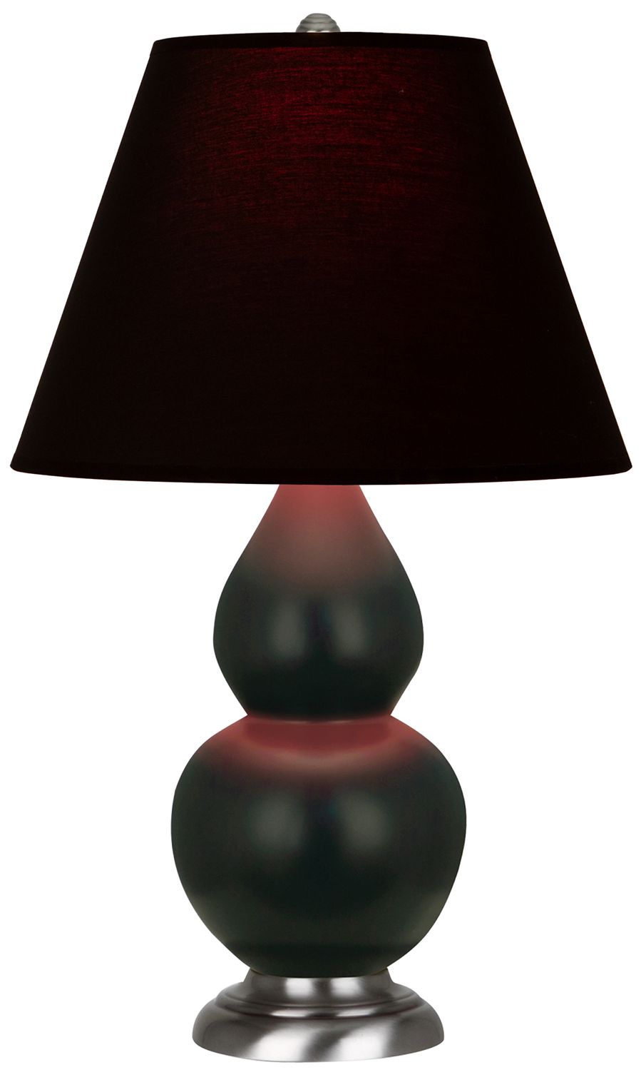 Double Gourd 23"H Matte Obsidian & Silver Lamp w/ Ink & Rose Made to Order