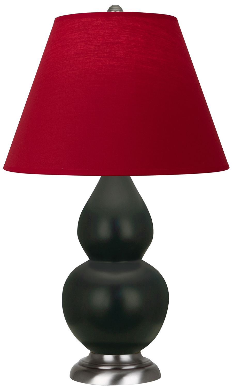 Double Gourd 23"H Matte Obsidian & Silver Lamp w/ Rose & Ink Made to Order