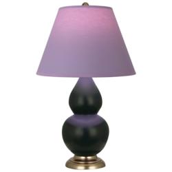 Double Gourd 23"H Obsidian And Brass Lamp w/ Lavender And Plum Shade