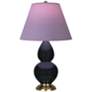 Double Gourd 23"H Obsidian And Brass Lamp w/ Lavender And Plum Shade
