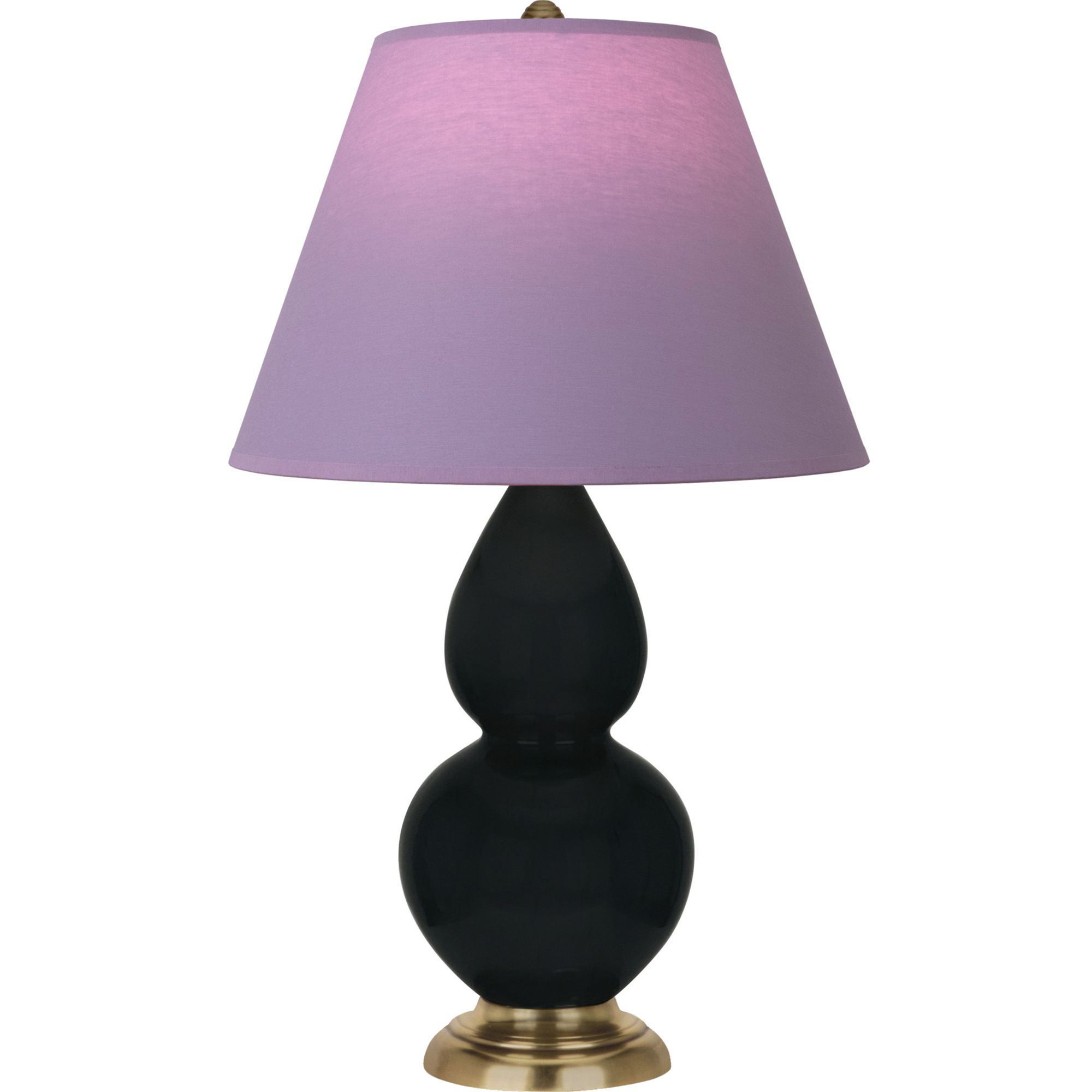 Image 2 Double Gourd 23"H Obsidian And Brass Lamp w/ Lavender And Plum Shade more views
