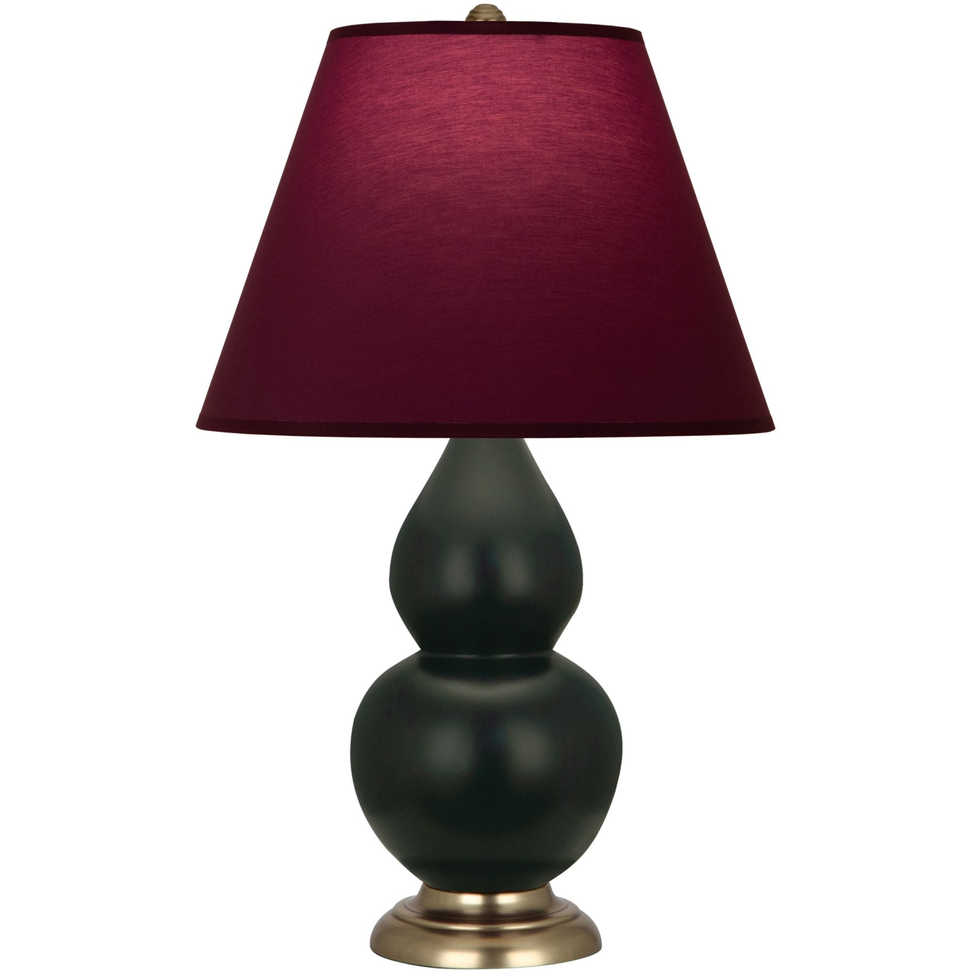 Image 2 Double Gourd 23"H Obsidian And Brass Lamp w/ Plum And Lavender Shade more views