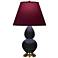 Double Gourd 23"H Obsidian And Brass Lamp w/ Plum And Lavender Shade