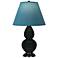 Double Gourd 23"H Obsidian And Bronze Lamp w/ Bright Blue And Gray Shade
