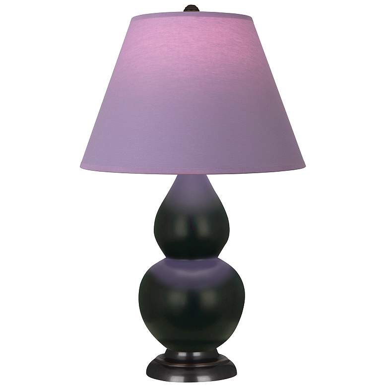 Image 1 Double Gourd 23"H Obsidian And Bronze Lamp w/ Lavender And Plum Shade