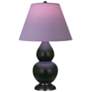 Double Gourd 23"H Obsidian And Bronze Lamp w/ Lavender And Plum Shade
