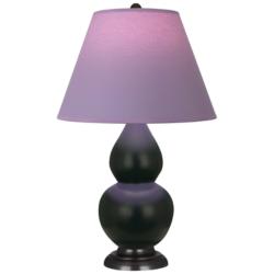 Double Gourd 23"H Obsidian And Bronze Lamp w/ Lavender And Plum Shade