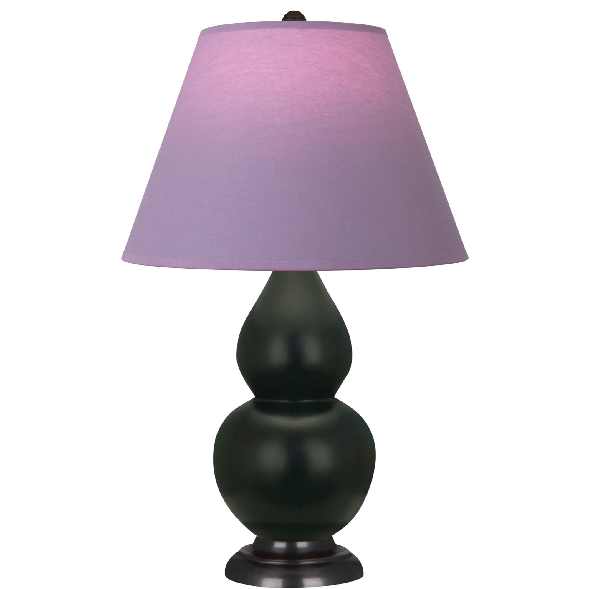 Image 2 Double Gourd 23"H Obsidian And Bronze Lamp w/ Lavender And Plum Shade more views
