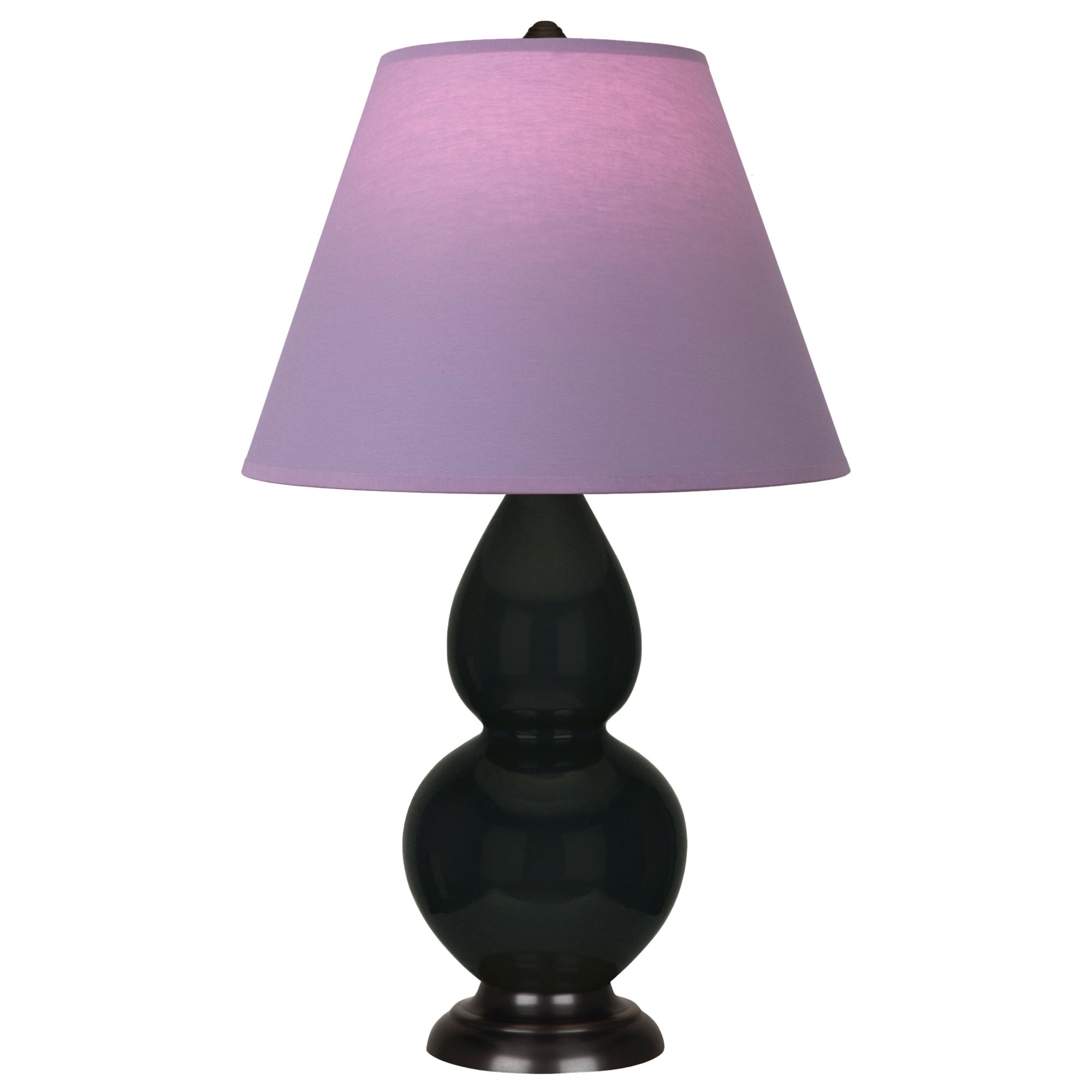Image 2 Double Gourd 23"H Obsidian And Bronze Lamp w/ Lavender And Plum Shade more views
