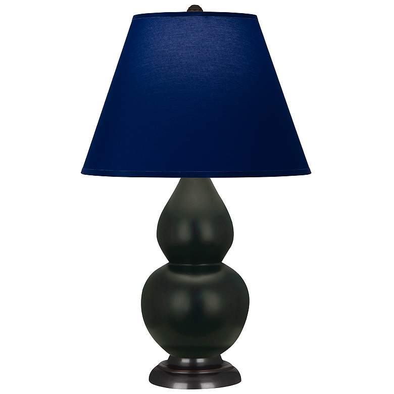Image 1 Double Gourd 23"H Obsidian And Bronze Lamp w/ Navy And Gray Shade