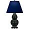 Double Gourd 23"H Obsidian And Bronze Lamp w/ Navy And Gray Shade