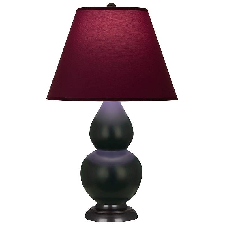 Image 1 Double Gourd 23"H Obsidian And Bronze Lamp w/ Plum And Lavender Shade
