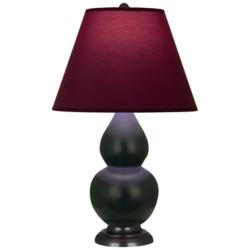 Double Gourd 23"H Obsidian And Bronze Lamp w/ Plum And Lavender Shade