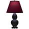 Double Gourd 23"H Obsidian And Bronze Lamp w/ Plum And Lavender Shade