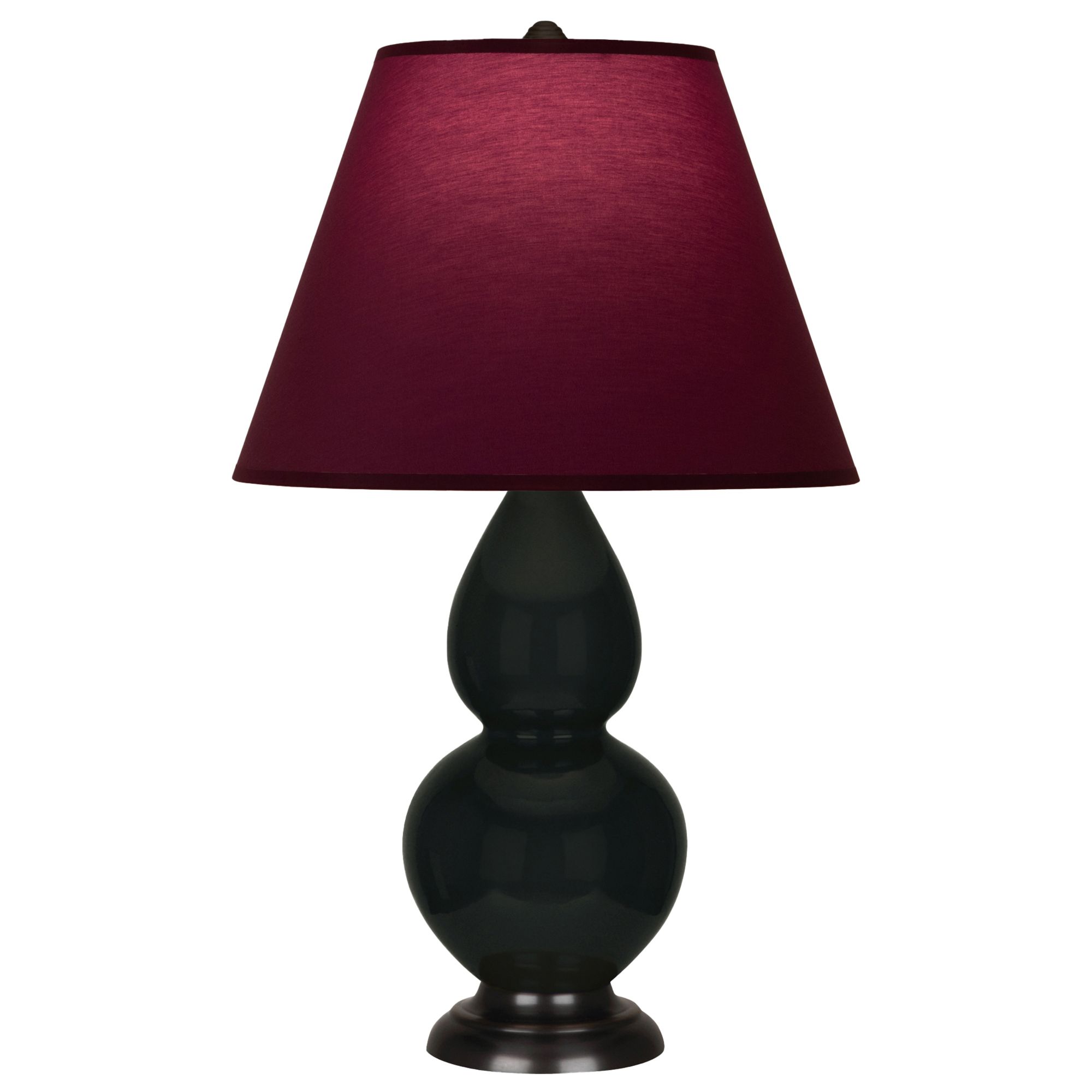 Image 2 Double Gourd 23"H Obsidian And Bronze Lamp w/ Plum And Lavender Shade more views