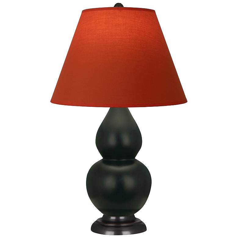 Image 1 Double Gourd 23"H Obsidian And Bronze Lamp w/ Tangerine And Taupe Shade