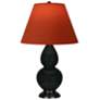 Double Gourd 23"H Obsidian And Bronze Lamp w/ Tangerine And Taupe Shade