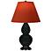 Double Gourd 23"H Obsidian And Bronze Lamp w/ Tangerine And Taupe Shade