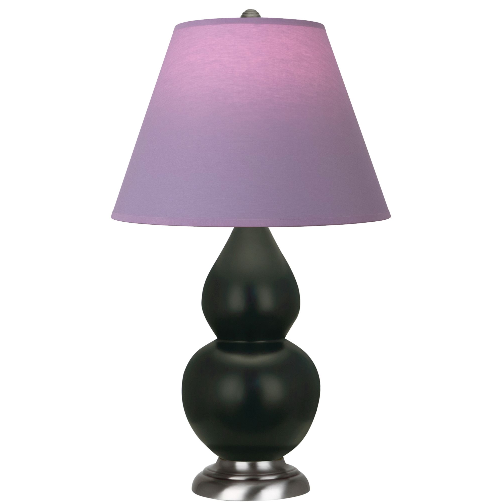 Image 2 Double Gourd 23"H Obsidian And Silver Lamp w/ Lavender And Plum Shade more views