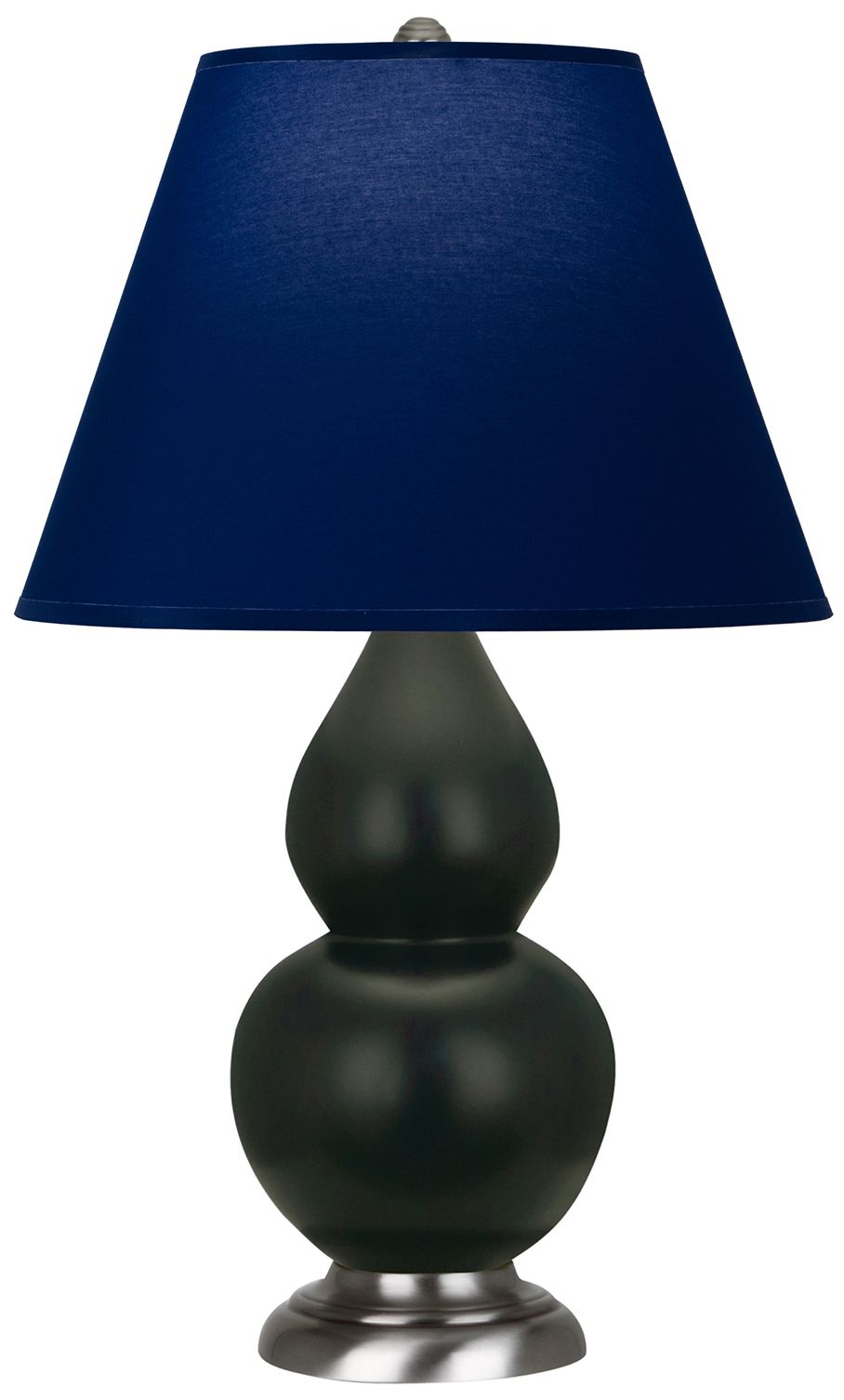 Double Gourd 23"H Obsidian And Silver Lamp w/ Navy And Gray Made to Order