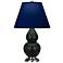 Double Gourd 23"H Obsidian And Silver Lamp w/ Navy And Gray Shade