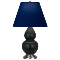 Double Gourd 23"H Obsidian And Silver Lamp w/ Navy And Gray Shade