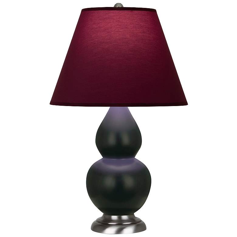 Image 1 Double Gourd 23"H Obsidian And Silver Lamp w/ Plum And Lavender Shade
