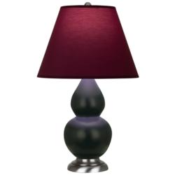 Double Gourd 23"H Obsidian And Silver Lamp w/ Plum And Lavender Shade
