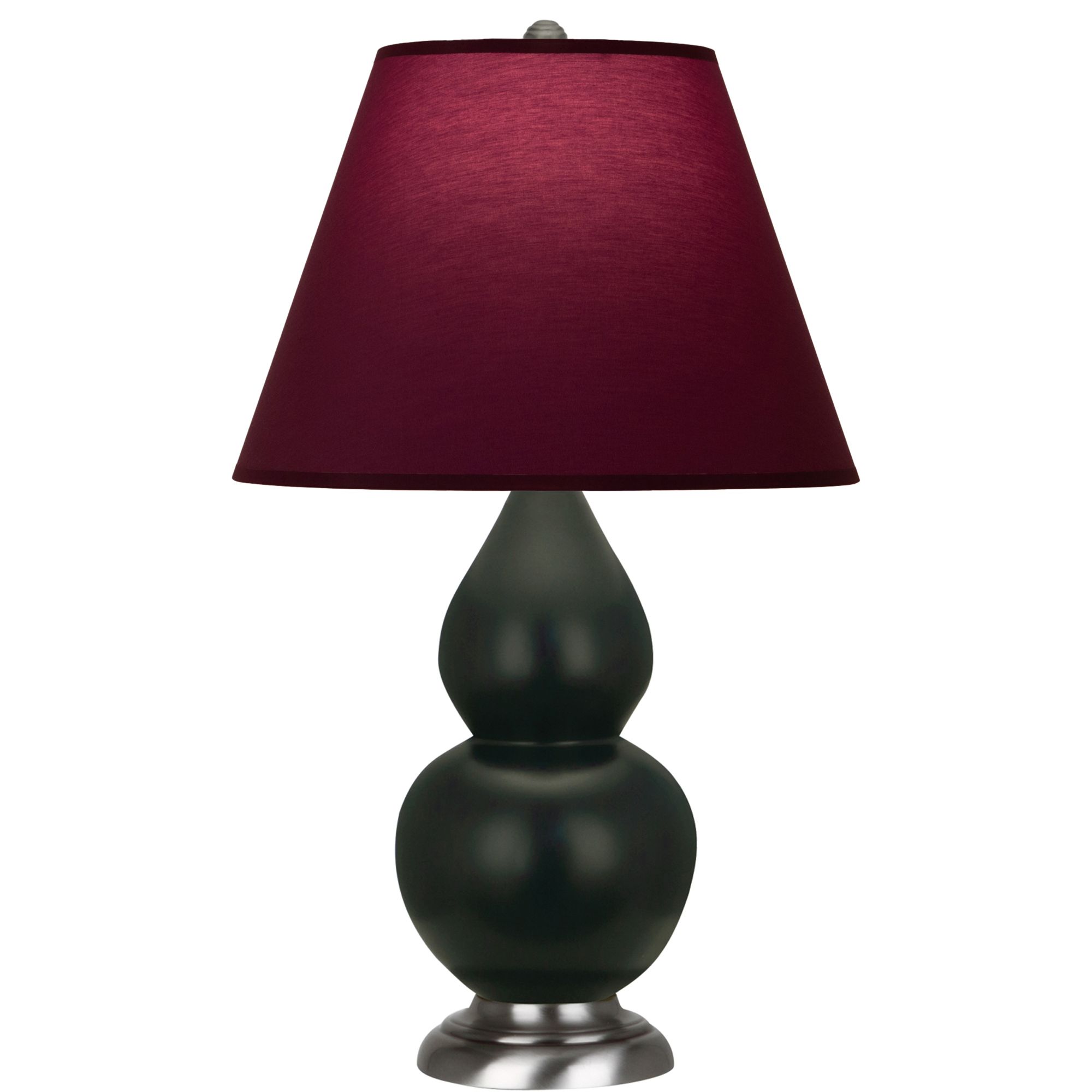 Image 2 Double Gourd 23"H Obsidian And Silver Lamp w/ Plum And Lavender Shade more views