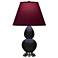 Double Gourd 23"H Obsidian And Silver Lamp w/ Plum And Lavender Shade
