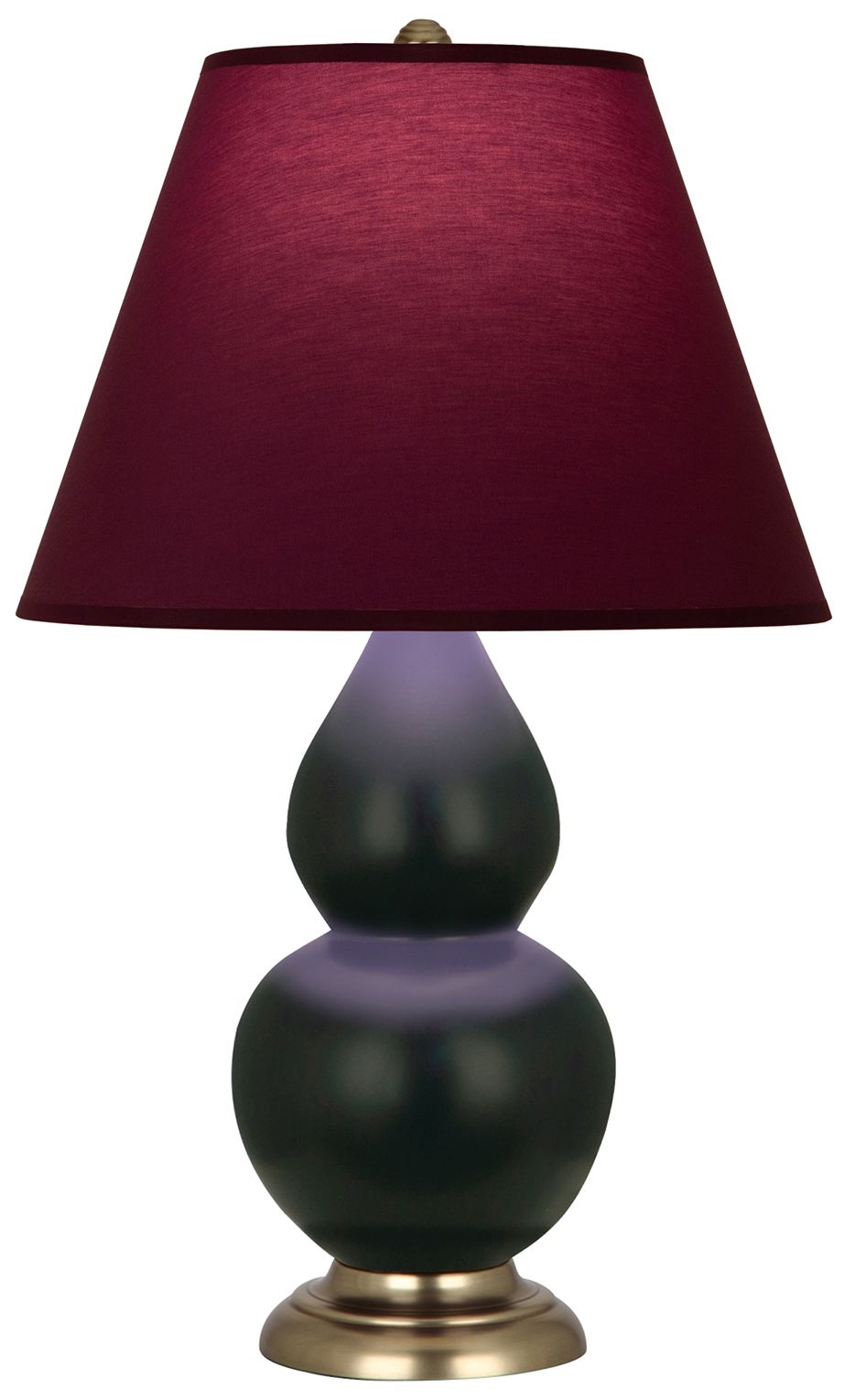 Double Gourd 23"H Obsidian & Brass Lamp w/ Plum & Lavender Made to Order