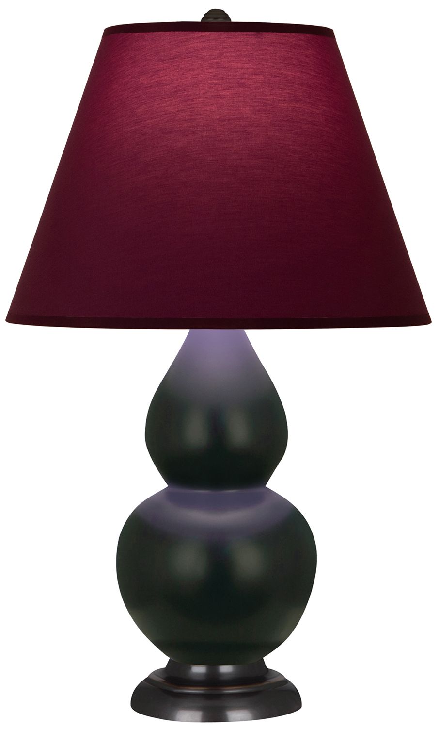 Double Gourd 23"H Obsidian & Bronze Lamp w/ Plum & Lavender Made to Order
