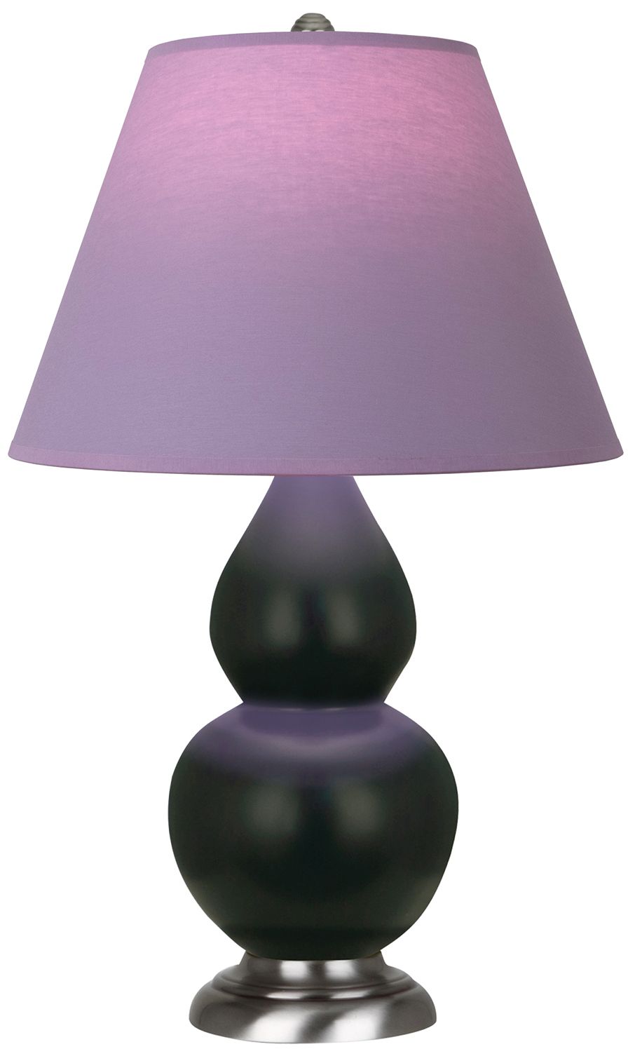 Double Gourd 23"H Obsidian & Silver Lamp w/ Lavender & Plum Made to Order