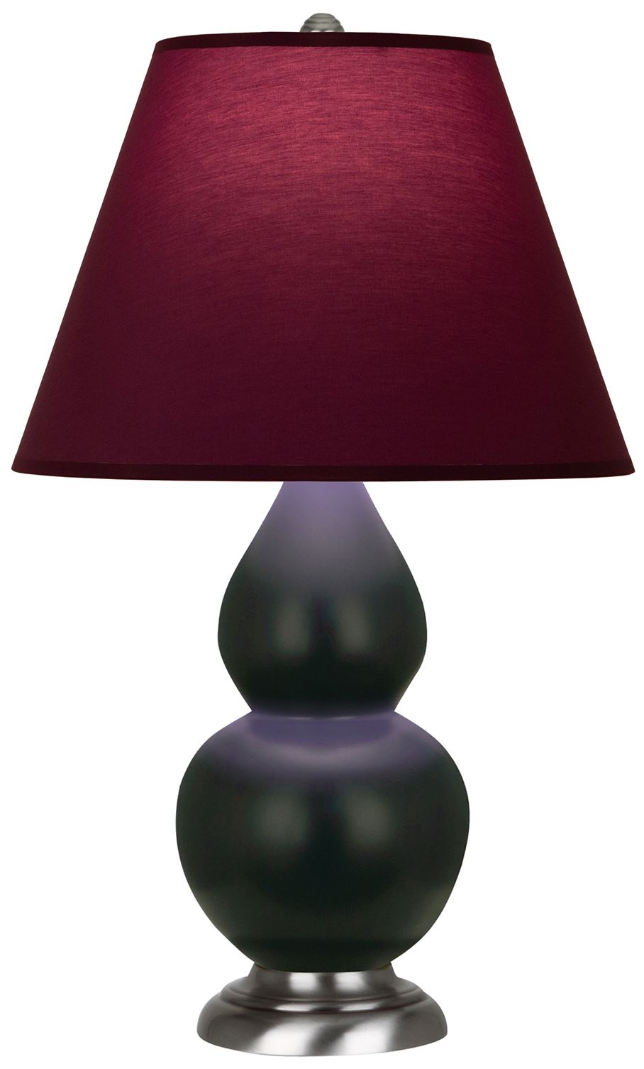 Double Gourd 23"H Obsidian & Silver Lamp w/ Plum & Lavender Made to Order