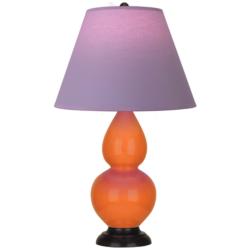 Double Gourd 23"H Pumpkin And Bronze Lamp w/ Lavender And Plum Shade