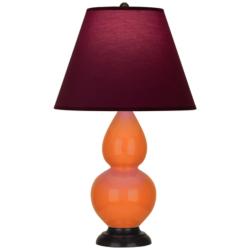 Double Gourd 23"H Pumpkin And Bronze Lamp w/ Plum And Lavender Shade