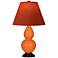 Double Gourd 23"H Pumpkin And Bronze Lamp w/ Tangerine And Taupe Shade