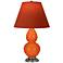 Double Gourd 23"H Pumpkin And Silver Lamp w/ Tangerine And Taupe Shade