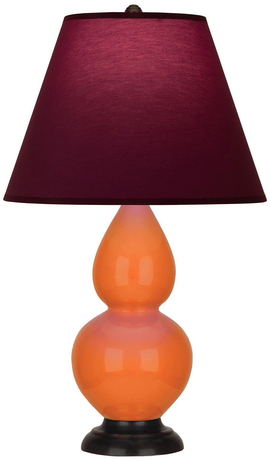 Double Gourd 23"H Pumpkin & Bronze Lamp w/ Plum & Lavender Made to Order