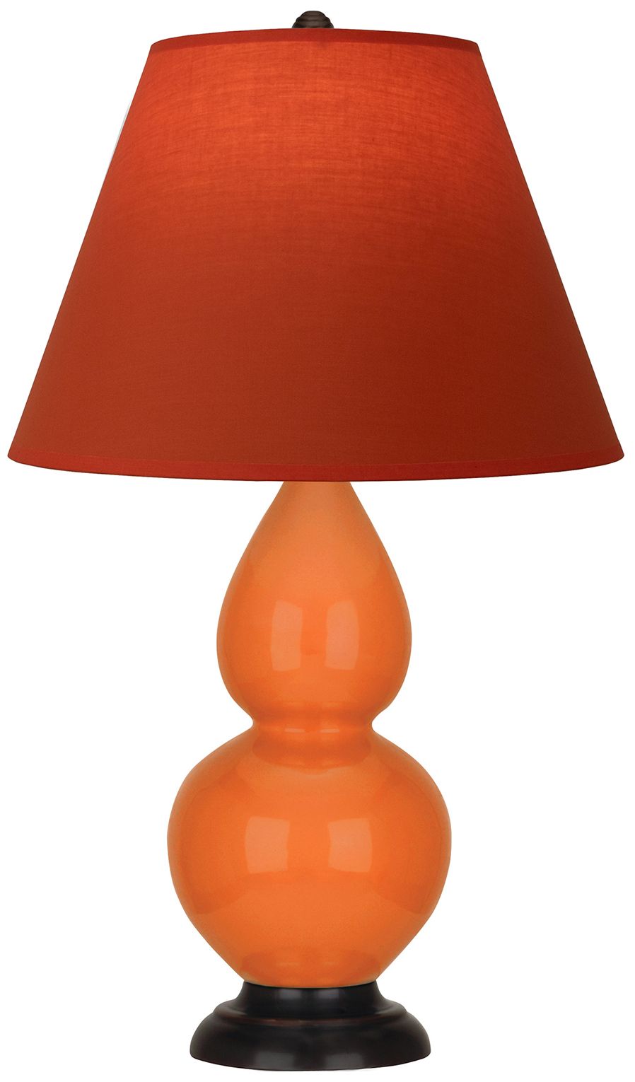 Double Gourd 23"H Pumpkin & Bronze Lamp w/ Tangerine & Taupe Made to Order
