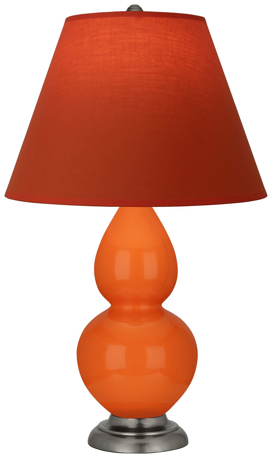 Double Gourd 23"H Pumpkin & Silver Lamp w/ Tangerine & Taupe Made to Order