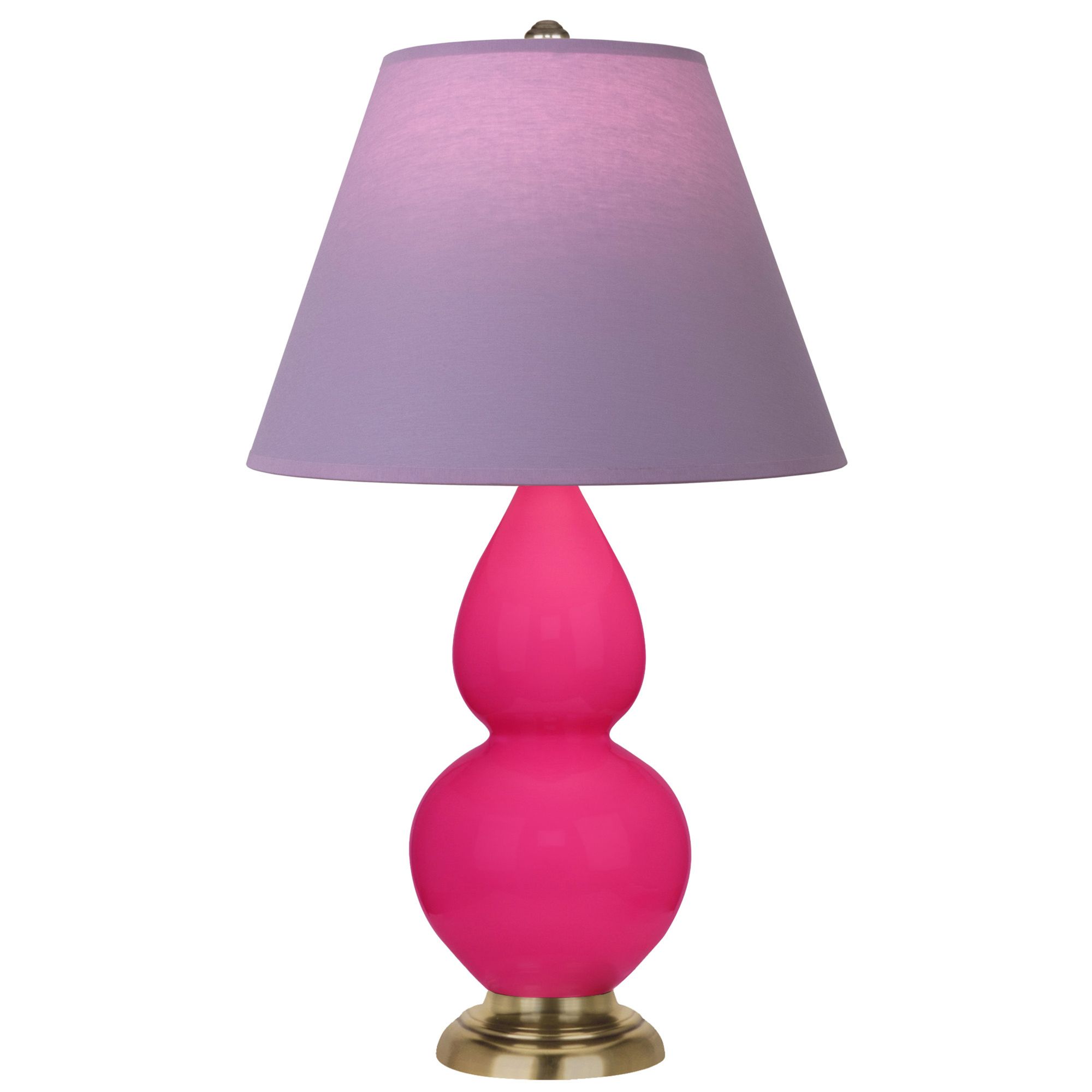 Image 2 Double Gourd 23"H Razzle Rose And Brass Lamp w/ Lavender And Plum Shade more views
