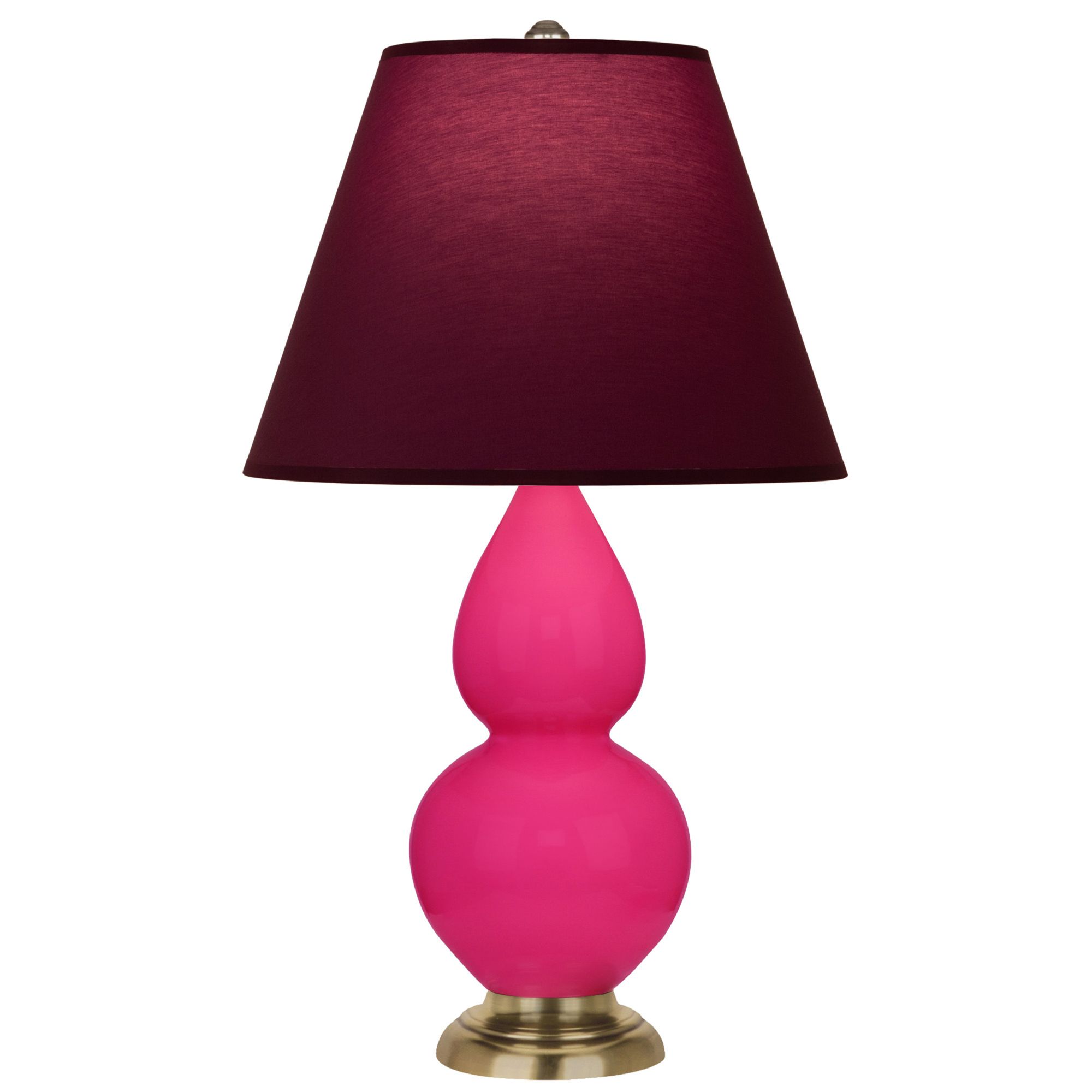 Image 2 Double Gourd 23"H Razzle Rose And Brass Lamp w/ Plum And Lavender Shade more views